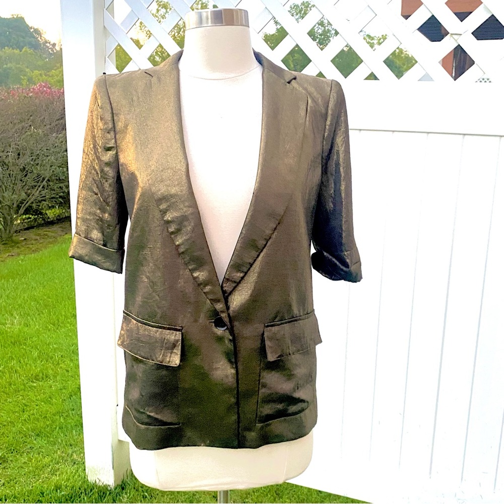 BCBG Maxazria Foley gold metallic blazer